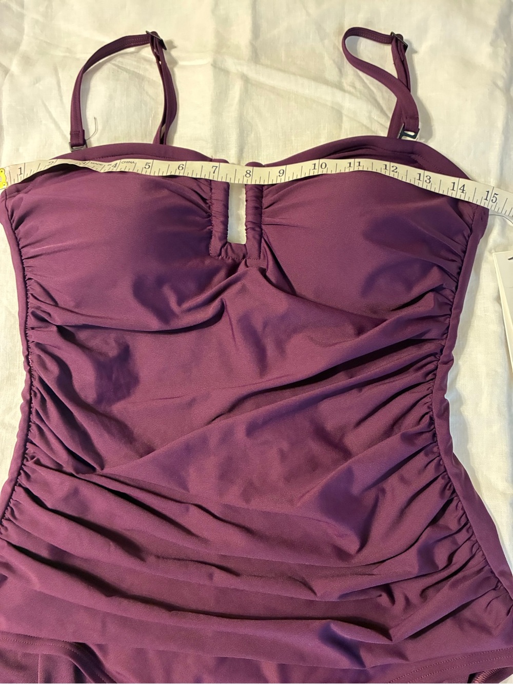 DKNY Deep Plum Ruched One-Piece Swimsuit Sz Medium NWT/0226 - Picture 12 of 12